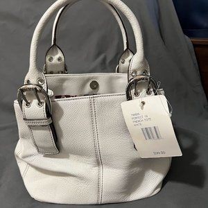 Tignanello White Leather Small Tote New with Tag